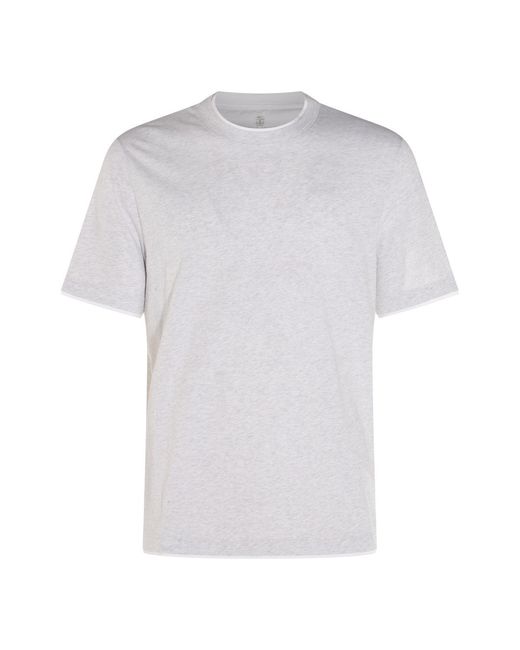 Brunello Cucinelli White Double Layer T-Shirt for men