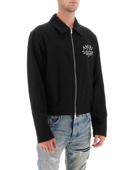 Amiri Black Blouson Jacket With Arts District Embroidery for men