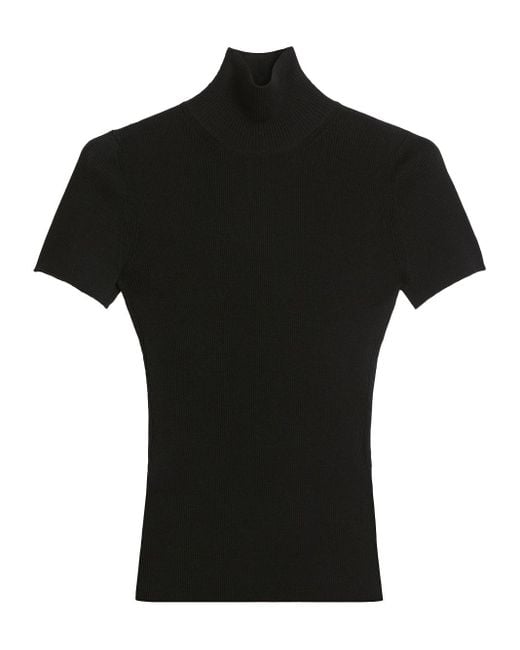 Max Mara Black High Neck Wool Knit Sweater