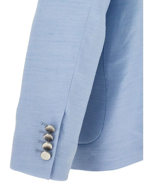 Tonello Blue Double Breast Linen Blazer Jacket Jackets for men