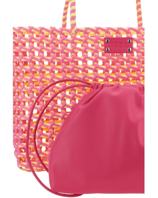 Borsa a Mano Basket Medium di MSGM in Pink