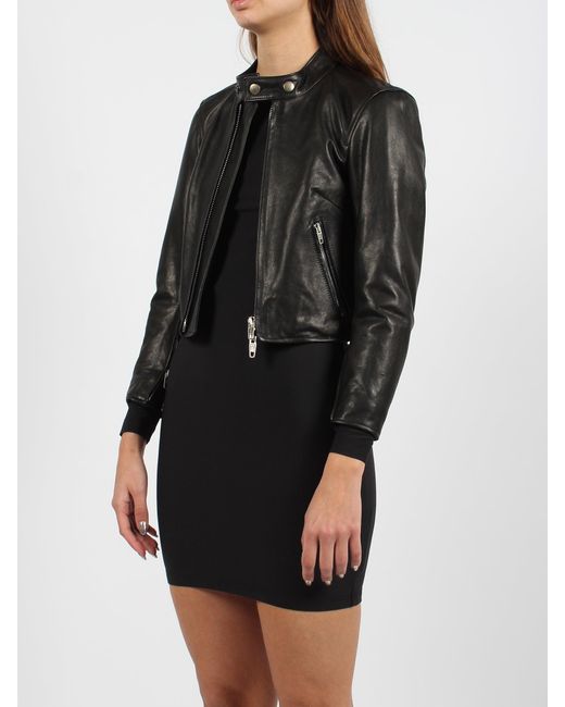 Cropped leather jacket di Balenciaga in Black