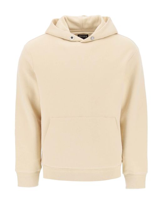 Zegna Natural Cotton And Cashmere Hoodie for men