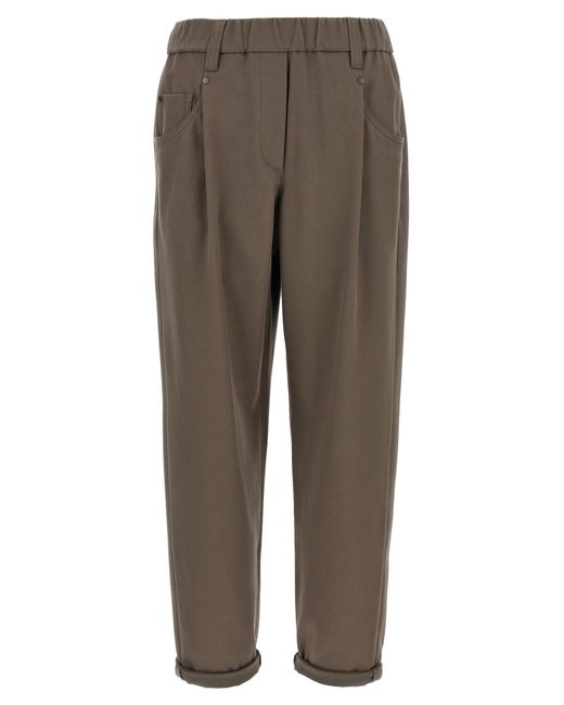 Shiny Bartack Pantaloni Grigio-Donna di Brunello Cucinelli in Gray