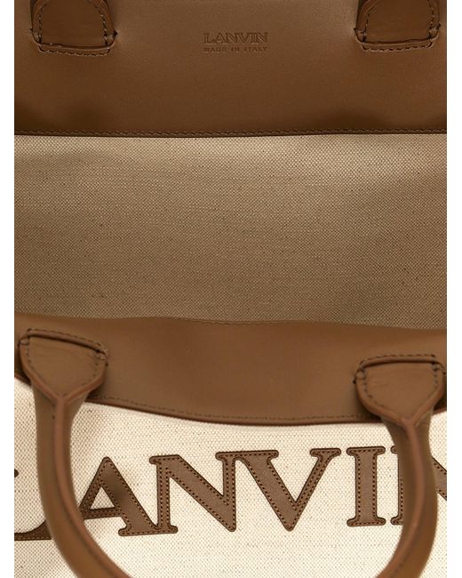 Lanvin Metallic Logo Canvas Shopping Bag Tote Bag