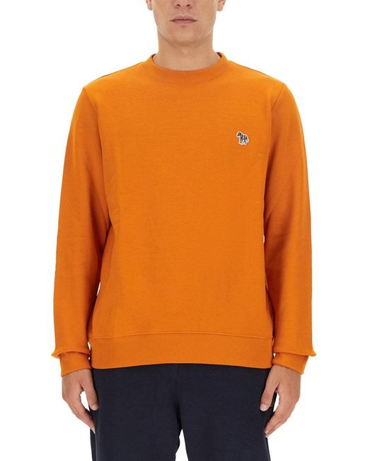 Paul Smith Orange Sweatshirt With Zebra Patch for men