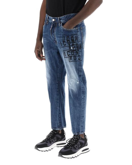DSquared² Blue Jeans Bro In Icon Dark Wash Stamps for men