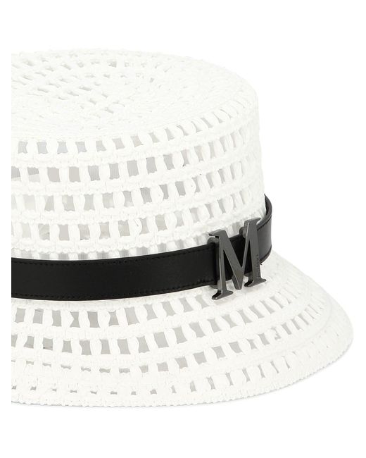 Max Mara White Crochet Bucket Hat