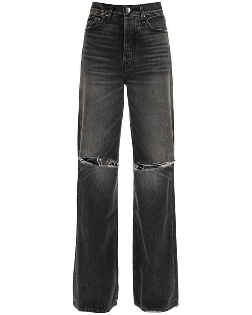 Amiri Black Ripped Jeans With Wide Leg