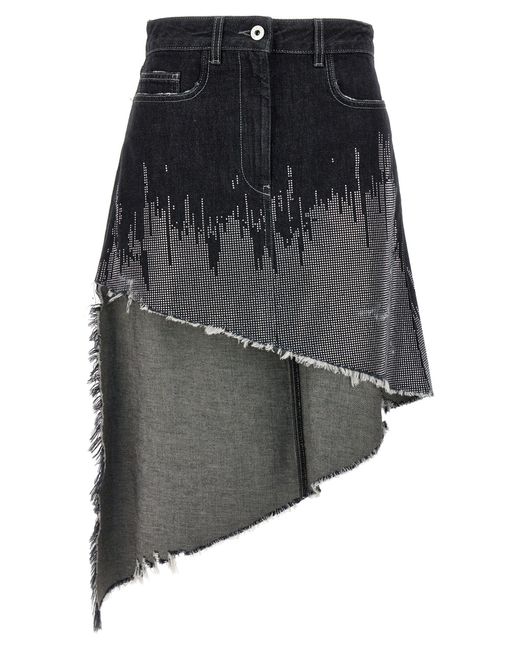 J.W. Anderson Gray Sequin Asymmetric Denim Skirt Skirts