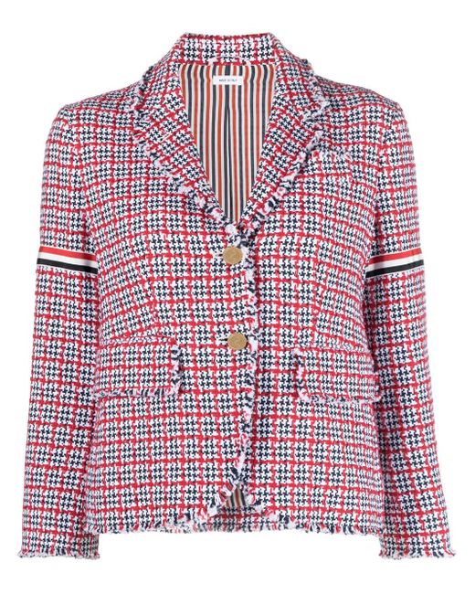 Thom Browne Red Fit 3 High Armhole Sportcoat W Fray Finishing W Armbands