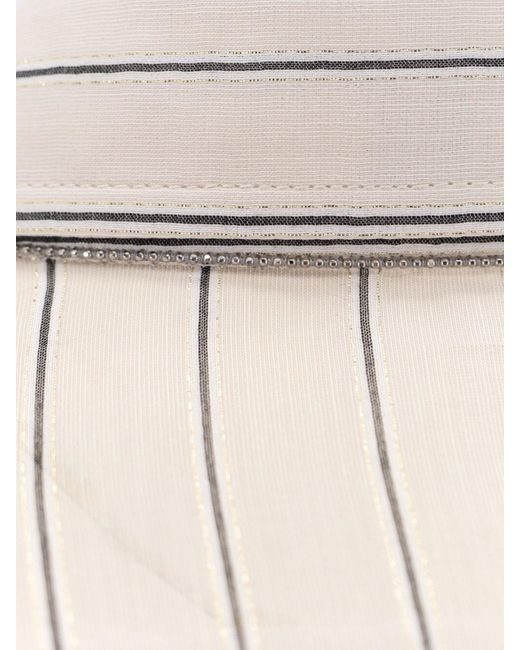 Camicia in cotone e seta con dettaglio lurex di Brunello Cucinelli in White