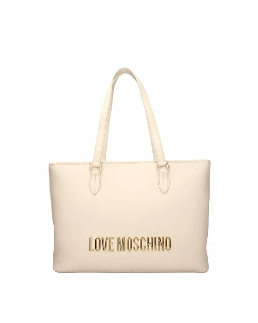 Love Moschino Natural Shoulder Bags Eco Friendly Polyurethane Ivory