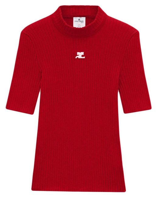 Courreges Red Reedition Rib Knit Sweater