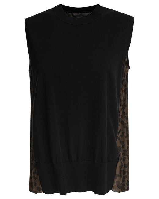 Leopard Print Top Top Nero-Donna di Sacai in Black