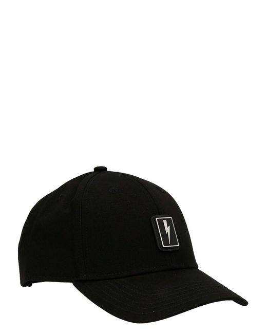 Neil Barrett Logo Plate Cap Hats in Black for Men | Lyst