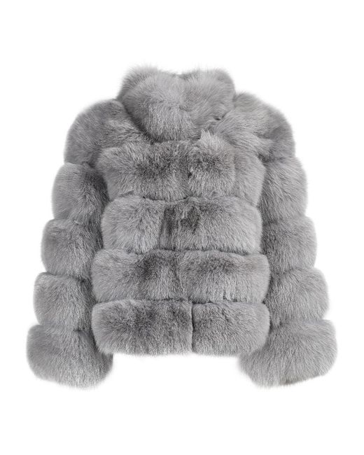 Wanan Touch Gray Enry Grey Fox Fur Jacket