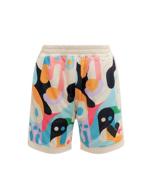 Pharmacy Industry Blue Nyon Bermuda Shorts With Multicolor Print for men