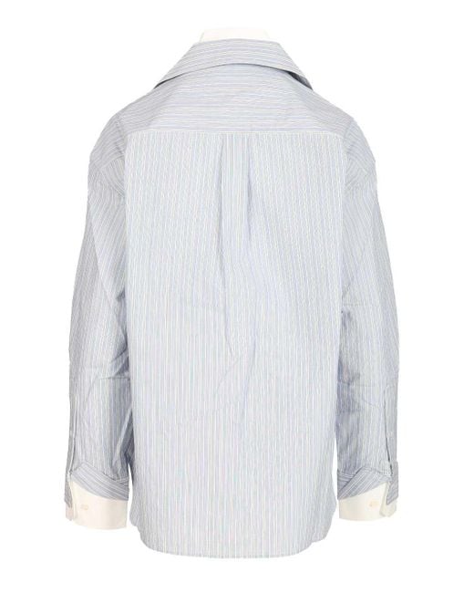 Acne White Soublera Striped Shirting Shirts Blue