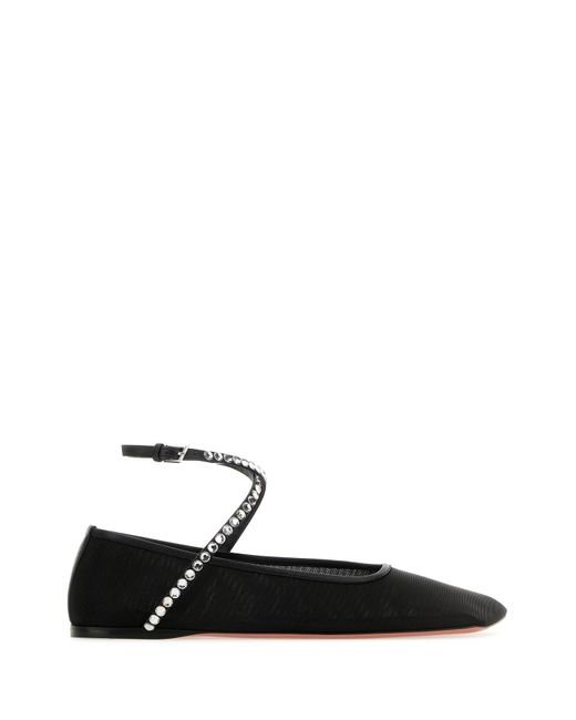 AMINA MUADDI Black Ane Mesh Crystal Ballet Shoes
