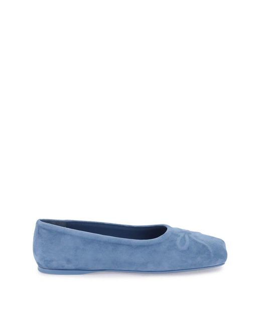 Marni Blue Suede Little Bow Ballerina Shoes