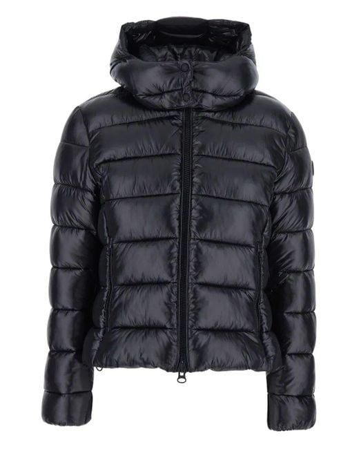 Save The Duck Black Cosmary Slim Fit Down Jacket With Laqué Finish