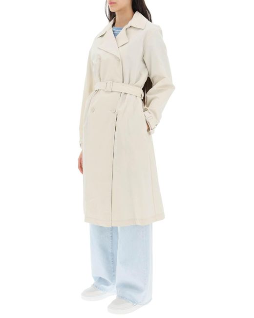 A.P.C. White 'irene' Double-breasted Trench Coat