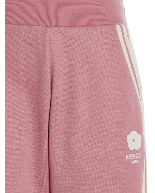 KENZO Pink Logo Embroidery Joggers Pants