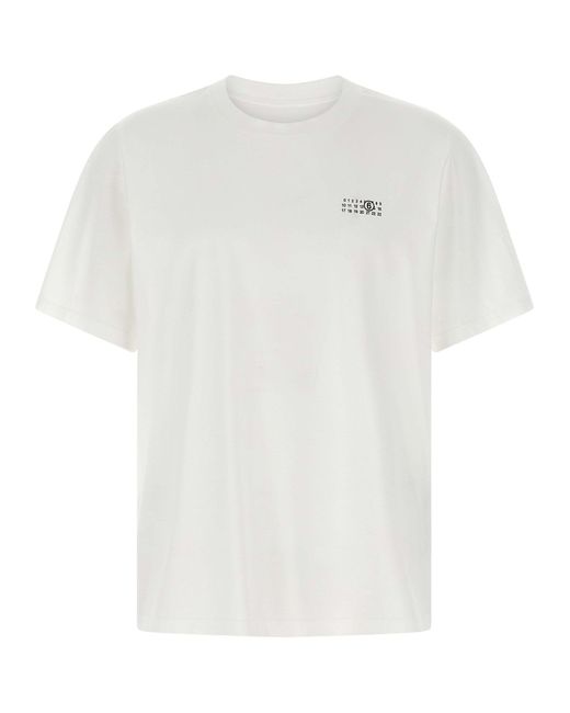 MM6 by Maison Martin Margiela White Cotton Jersey Printed T-Shirt With Crewneck for men