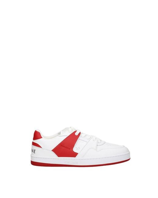 Céline White Sneakers Leather Red