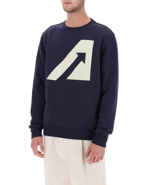 Autry Blue Crew Neck Sweatshirt With Logo Print for men