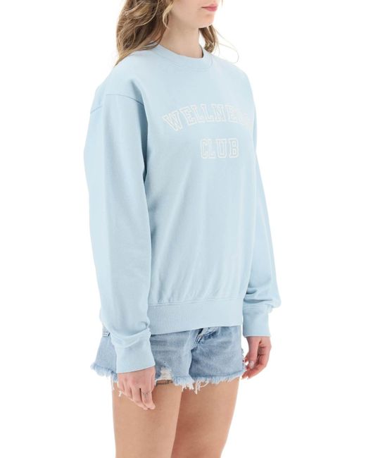 Sporty & Rich Blue Sporty Rich Crew-neck Sweatshirt With Lettering Print