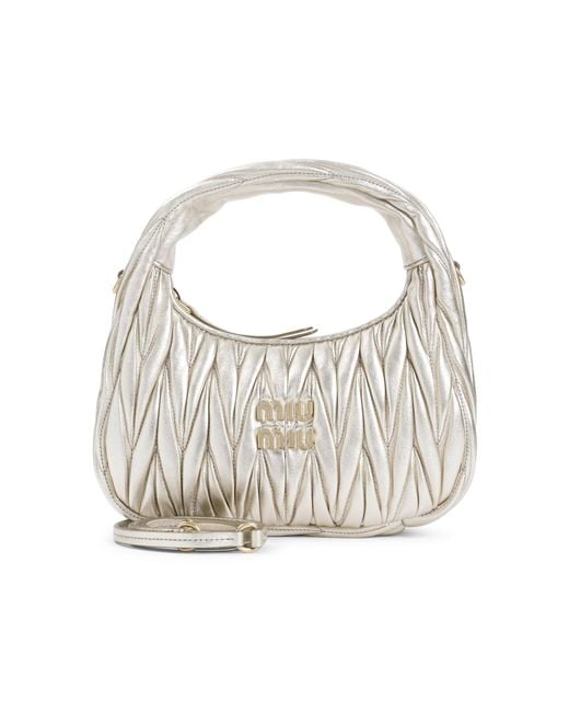 Miu Miu White Wander Matelassã Hobo Bag