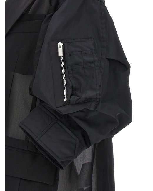 Voile X Taffeta Blazer And Suits Nero di Sacai in Black