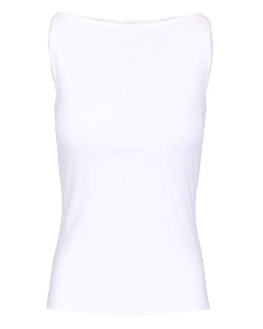 Flore Flore White Slim Fit Sleeveless Top Tops