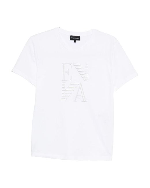 Emporio Armani White Logo Cotton T-Shirt