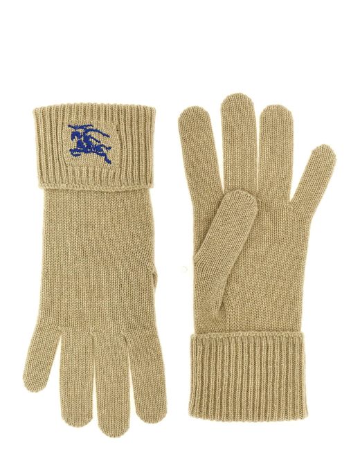 Burberry White Equestrian Knight Design Gloves