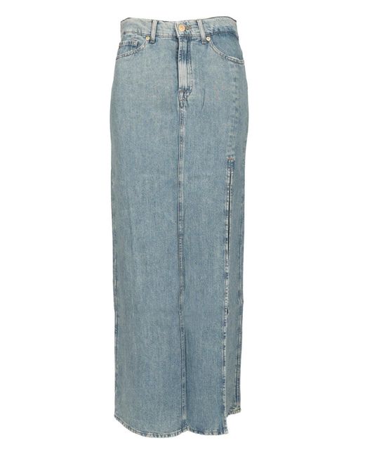Long Maxi Skirt Gonne Light-Donna di 7 For All Mankind in Blue