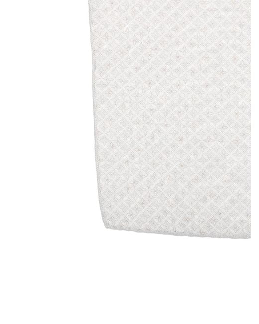 Brunello Cucinelli White Silk And Linen Pocket Handkerchief for men