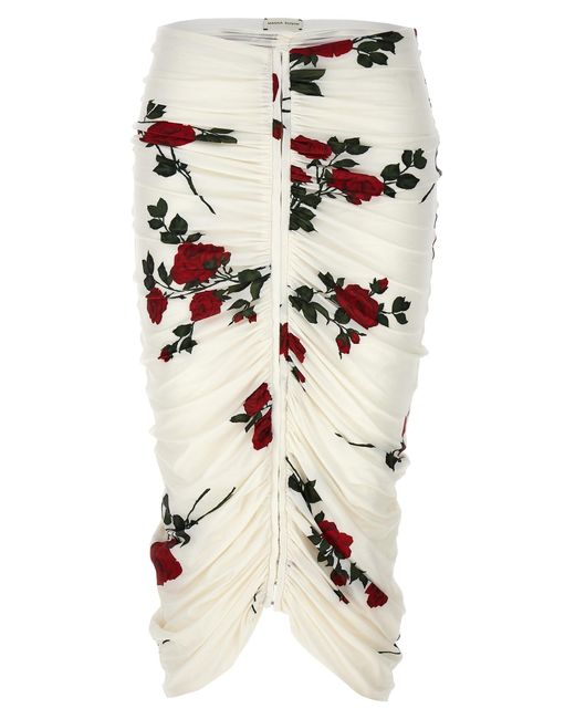 Magda Butrym White Floral Print Skirt