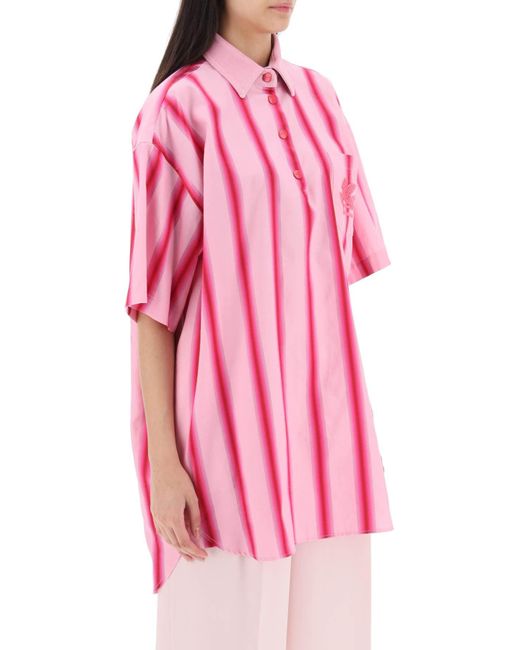 Etro Pink Striped Mini Shirt Dress
