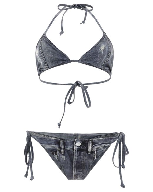 Acne White Printed Bikini Set
