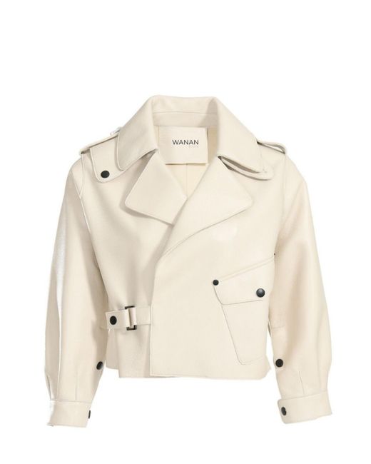 Wanan Touch Natural Ilaria Jacket In White Lambskin Leather