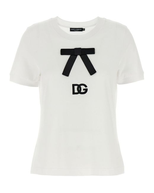 Bow T Shirt Bianco-Donna di Dolce & Gabbana in White