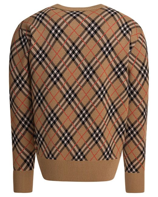 Burberry Brown Wool Blend Crew Neck Sweater for men