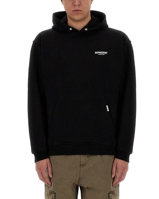 Felpa Con Cappuccio di Represent in Black da Uomo