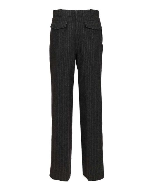 DURAZZI MILANO Black Pinstripe Pants Trousers Grey