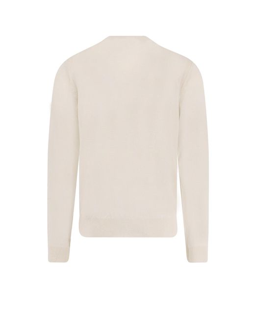Boss White Wool, Silk And Cashmere Sweater for men