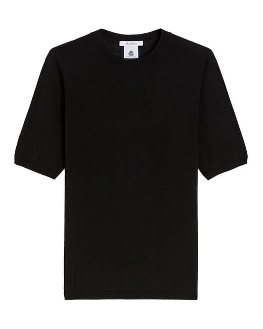 Max Mara Black Short-Sleeved Basic Wool Sweater