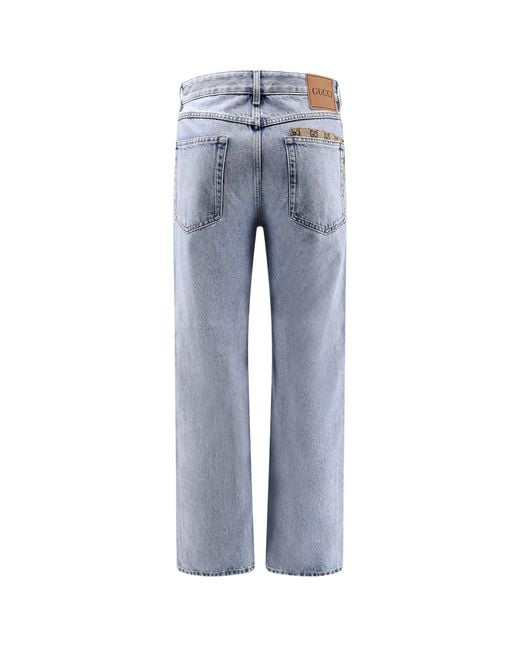 Gucci Blue Jeans With Gg Inserts for men